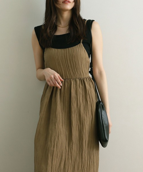 NOAHL（ノアル）の「【NOAHL】バックリボン楊柳キャミワンピース（ワンピース・レディース・ピンク/ブラウン/キナリ・M/L）」の8枚目の写真