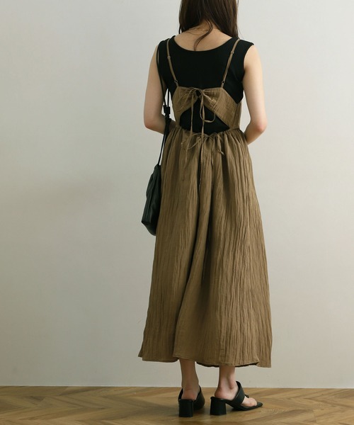 NOAHL（ノアル）の「【NOAHL】バックリボン楊柳キャミワンピース（ワンピース・レディース・ピンク/ブラウン/キナリ・M/L）」の9枚目の写真