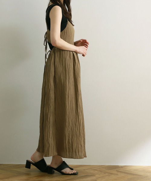 NOAHL（ノアル）の「【NOAHL】バックリボン楊柳キャミワンピース（ワンピース・レディース・ピンク/ブラウン/キナリ・M/L）」の11枚目の写真