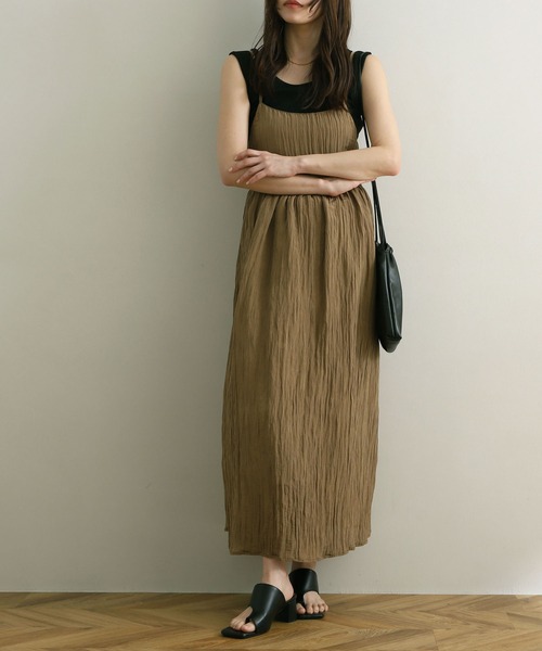 NOAHL（ノアル）の「【NOAHL】バックリボン楊柳キャミワンピース（ワンピース・レディース・ピンク/ブラウン/キナリ・M/L）」の12枚目の写真