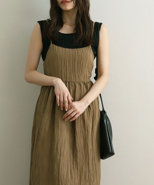 NOAHL（ノアル）の「【NOAHL】バックリボン楊柳キャミワンピース（ワンピース・レディース・ピンク/ブラウン/キナリ・M/L）」の14枚目の写真