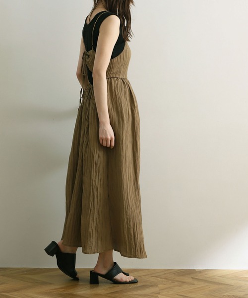 NOAHL（ノアル）の「【NOAHL】バックリボン楊柳キャミワンピース（ワンピース・レディース・ピンク/ブラウン/キナリ・M/L）」の16枚目の写真