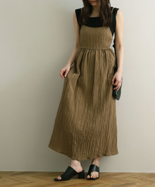 NOAHL（ノアル）の「【NOAHL】バックリボン楊柳キャミワンピース（ワンピース・レディース・ピンク/ブラウン/キナリ・M/L）」の18枚目の写真