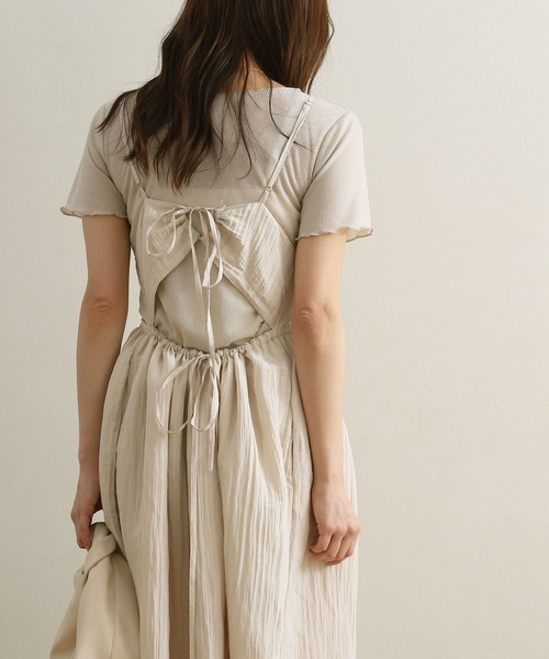 NOAHL（ノアル）の「【NOAHL】バックリボン楊柳キャミワンピース（ワンピース・レディース・ピンク/ブラウン/キナリ・M/L）」の20枚目の写真