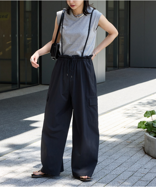 25SSJOURNAL STANDARD ナイロンストレッチサスペンダーパンツ セール】【＆FUNCTION 】【接触冷感/撥水/洗える】ナイロン