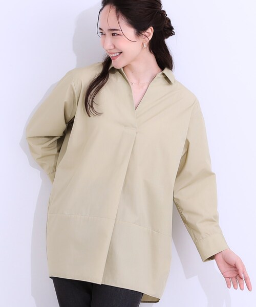 SHOO・LA・RUE（シューラルー）の「【洗える/S-LL】きれいに体型カバーが叶うチュニックシャツ（チュニック・レディース・ホワイト/ネイビー/イエロー系その他・01/02/03/04）」の3枚目の写真