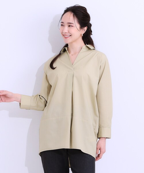 SHOO・LA・RUE（シューラルー）の「【洗える/S-LL】きれいに体型カバーが叶うチュニックシャツ（チュニック・レディース・ホワイト/ネイビー/イエロー系その他・01/02/03/04）」の15枚目の写真