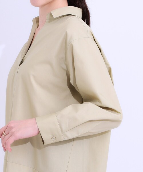 SHOO・LA・RUE（シューラルー）の「【洗える/S-LL】きれいに体型カバーが叶うチュニックシャツ（チュニック・レディース・ホワイト/ネイビー/イエロー系その他・01/02/03/04）」の7枚目の写真