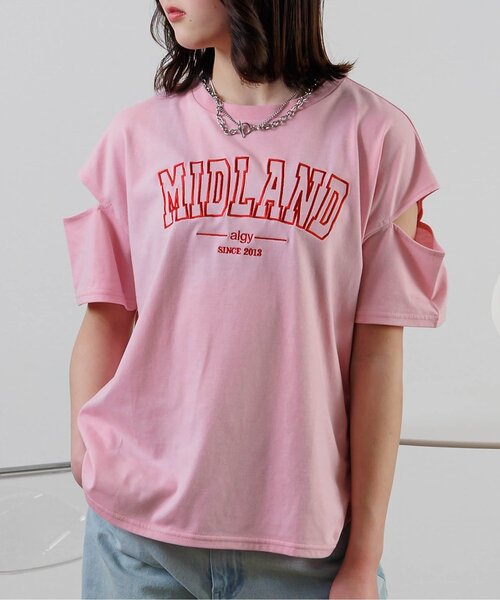 algy（アルジー）の「【接触冷感】MIDLAND肩あきBIG半袖T（Tシャツ/カットソー・キッズ・オレンジ/ピンク/オフホワイト/ミント・SMALL/MEDIUM/X-SMALL/XX-SMALL）」の3枚目の写真