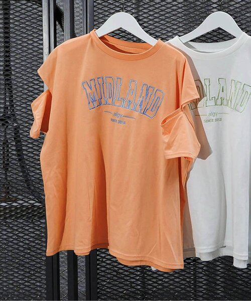 algy（アルジー）の「【接触冷感】MIDLAND肩あきBIG半袖T（Tシャツ/カットソー・キッズ・オレンジ/ピンク/オフホワイト/ミント・SMALL/MEDIUM/X-SMALL/XX-SMALL）」の4枚目の写真