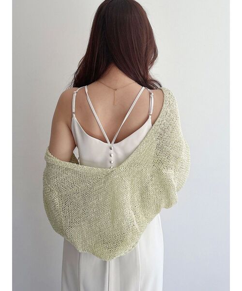 MERCURYDUO（マーキュリーデュオ）の「透かし編みラメボレロカーディガン（カーディガン/ボレロ・レディース・イエロー/ライトグレー/ライトブルー/オフホワイト・FREE）」の8枚目の写真