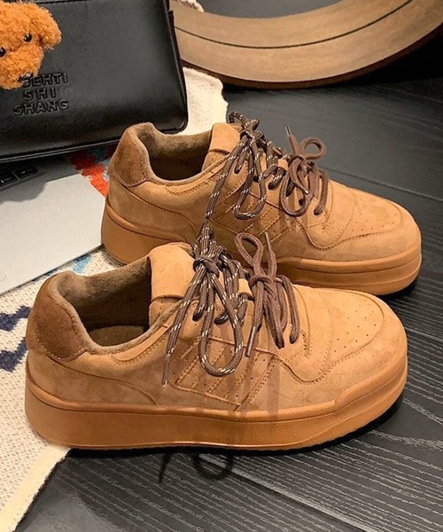 CANVAS+(キャンバスプラス)の「【CANVAS+】ダブルカラーシューレース厚底スニーカー(スニーカー・レディース・キャメル/ホワイト・23.5/24/24.5/23)」の8枚目の写真