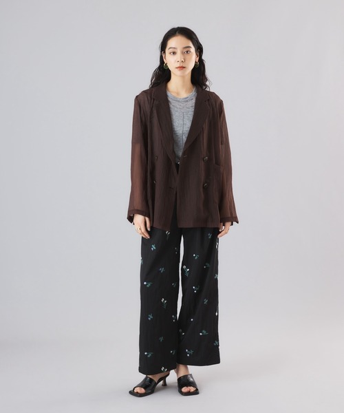 Muscat（マスカット）の「フラワーエンブロイダリーツータックワイドパンツ（その他パンツ・レディース・ブラック/サンドベージュ・F）」の8枚目の写真