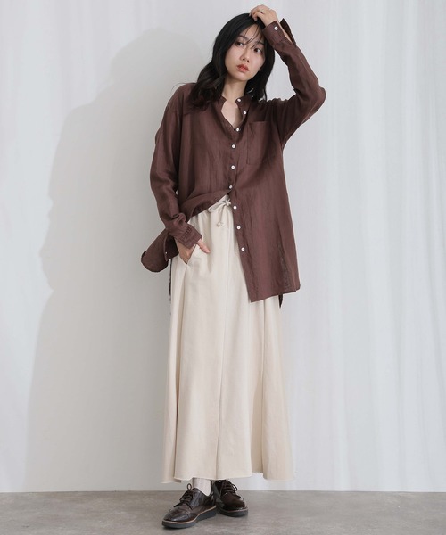 ElegChic（エレグシック）の「ミニ裏毛裾切りっぱなしフレアスカート（スカート・レディース・ブラック/ライトベージュ/ライトグレー/グレー系1/チャコール・M/XL/4L）」の14枚目の写真