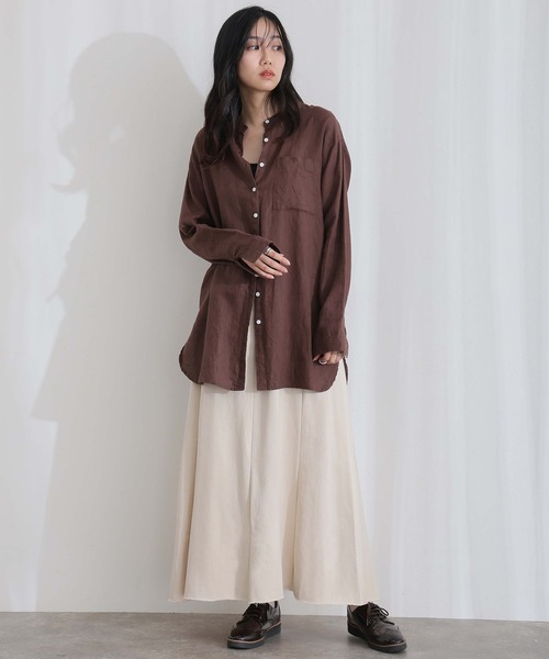 ElegChic（エレグシック）の「ミニ裏毛裾切りっぱなしフレアスカート（スカート・レディース・ブラック/ライトベージュ/ライトグレー/グレー系1/チャコール・M/XL/4L）」の15枚目の写真