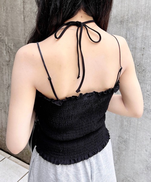 INGNI（イング）の「シャーリングチューブトップス（キャミソール・レディース・ブラック/オフホワイト/ホワイト系・M）」の11枚目の写真