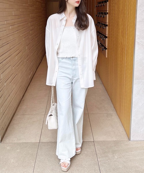 INGNI（イング）の「シャーリングチューブトップス（キャミソール・レディース・ブラック/オフホワイト/ホワイト系・M）」の8枚目の写真