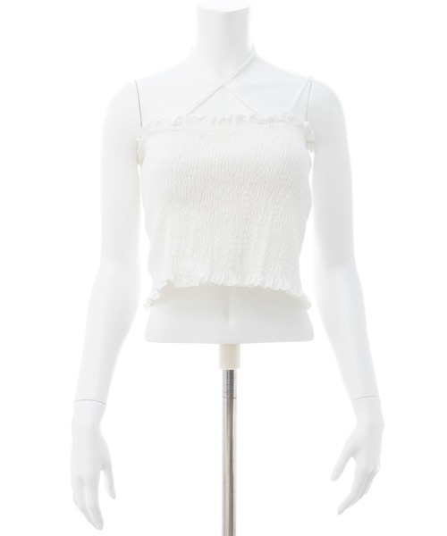 INGNI（イング）の「シャーリングチューブトップス（キャミソール・レディース・ブラック/オフホワイト/ホワイト系・M）」の14枚目の写真