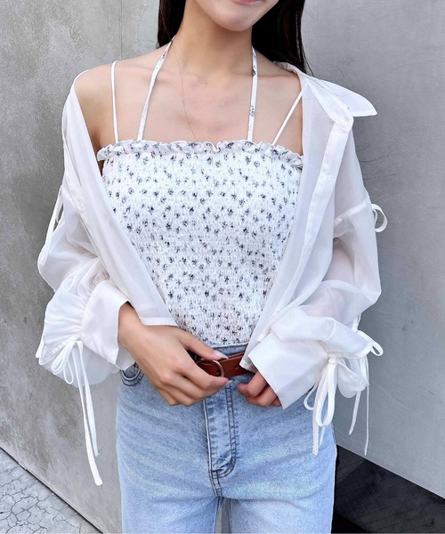 INGNI（イング）の「シャーリングチューブトップス（キャミソール・レディース・ブラック/オフホワイト/ホワイト系・M）」の22枚目の写真