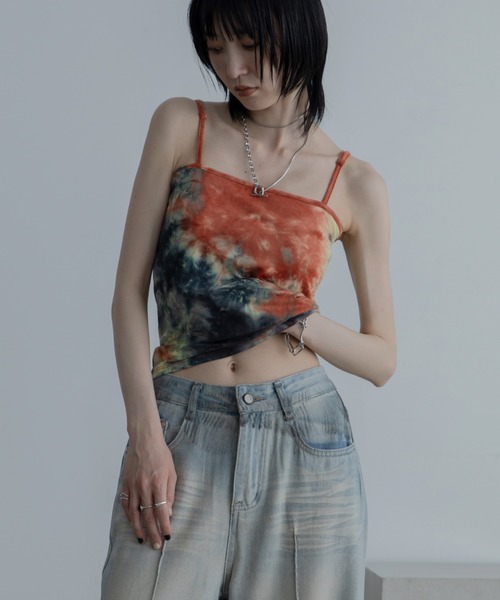 VACANCY（ヴァカンシー）の「タイダイ柄カップ付きキャミソール（キャミソール・レディース・オレンジ/ネイビー/ベージュ/パープル・FREE）」の21枚目の写真