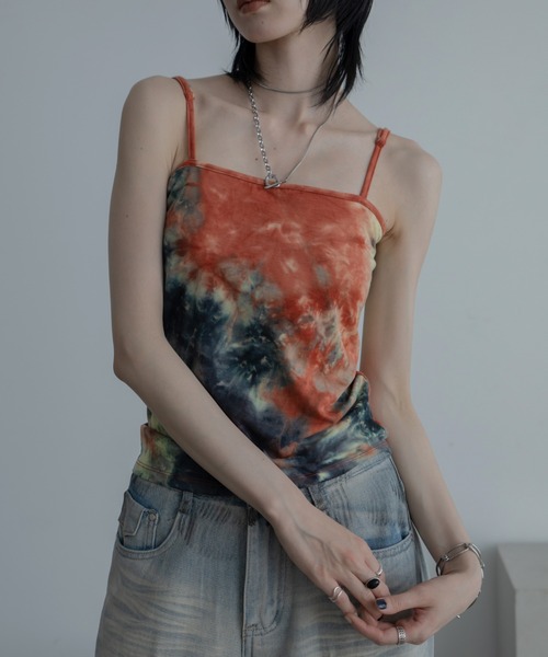 VACANCY（ヴァカンシー）の「タイダイ柄カップ付きキャミソール（キャミソール・レディース・オレンジ/ネイビー/ベージュ/パープル・FREE）」の22枚目の写真