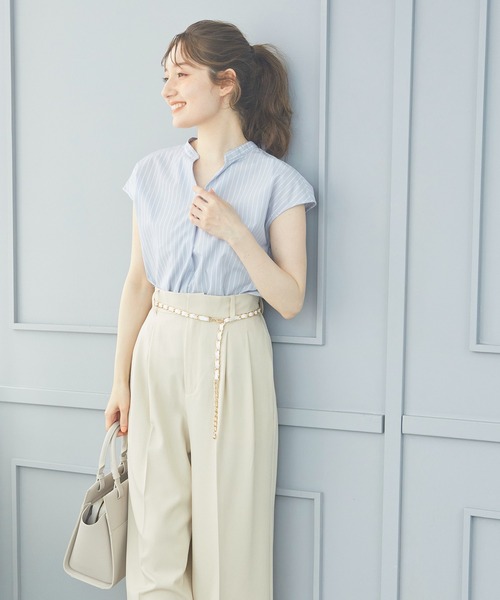 12Twelve Agenda(トゥエルブ アジェンダ)の「ラメストライプフレンチスリーブブラウス(シャツ/ブラウス・レディース・サックスブルー/オフホワイト/ラベンダー/ブラウン・M)」の17枚目の写真
