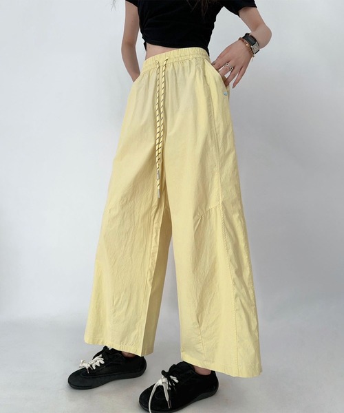 ウエストドローストリングパンツ セール】ウエストドローストリング ワイドパンツ（カーゴパンツ