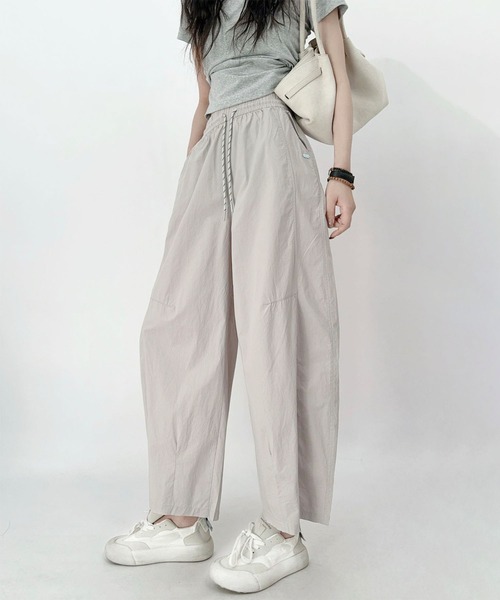 ウエストドローストリングパンツ セール】ウエストドローストリング ワイドパンツ（カーゴパンツ