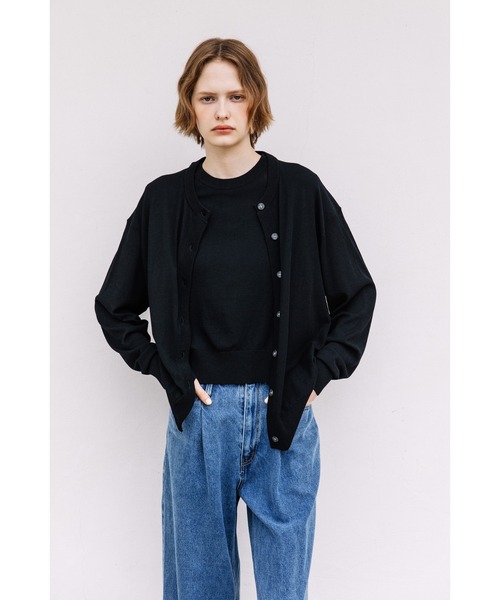 WCJ(ダブルシージェイ)の「ドッキングカーディガン(カーディガン/ボレロ・レディース・ブラック×ブラック/ブラック系その他/ブラウン・FREE)」の6枚目の写真
