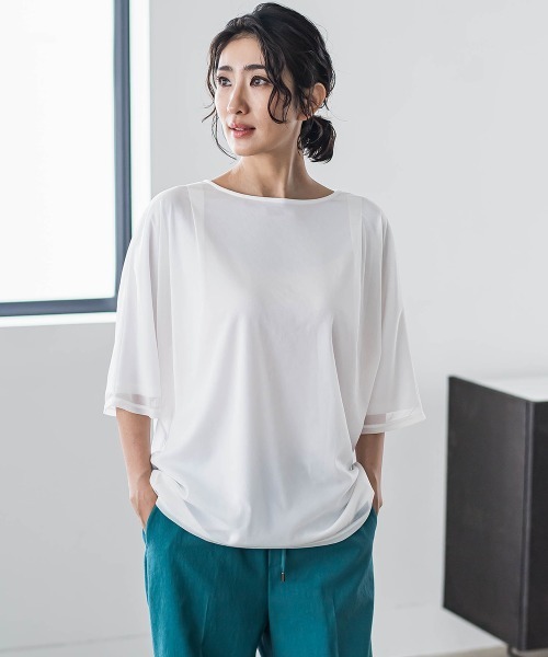 トリコットシフォンカットソー≪洗濯機で洗える≫ トリコットシフォンカットソー≪洗濯機で洗える≫ | la.f