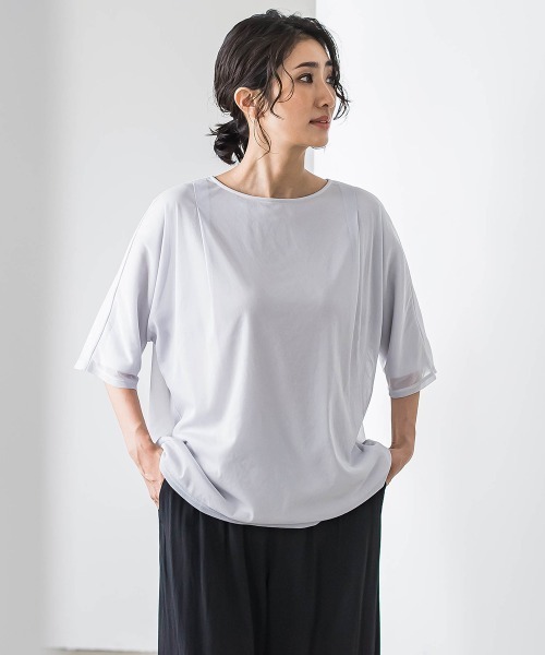 la.f…（ラエフ）の「トリコットシフォンカットソー≪洗濯機で洗える≫（Tシャツ/カットソー・レディース・ホワイト/ライトグレー/ブラック・9号/7号）」の3枚目の写真
