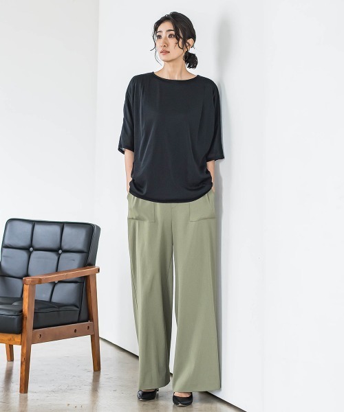 la.f…（ラエフ）の「トリコットシフォンカットソー≪洗濯機で洗える≫（Tシャツ/カットソー・レディース・ホワイト/ライトグレー/ブラック・9号/7号）」の22枚目の写真