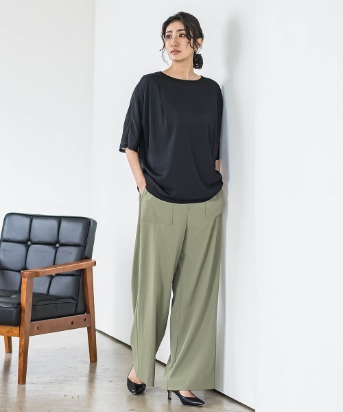 la.f…（ラエフ）の「トリコットシフォンカットソー≪洗濯機で洗える≫（Tシャツ/カットソー・レディース・ホワイト/ライトグレー/ブラック・9号/7号）」の21枚目の写真