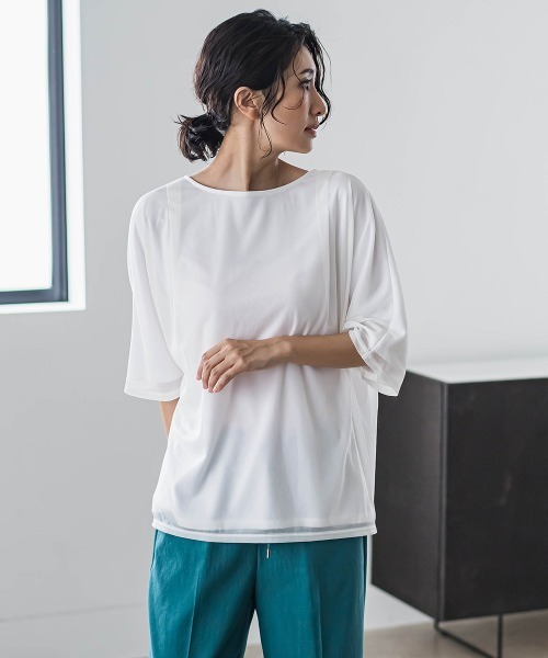 la.f…（ラエフ）の「トリコットシフォンカットソー≪洗濯機で洗える≫（Tシャツ/カットソー・レディース・ホワイト/ライトグレー/ブラック・9号/7号）」の9枚目の写真