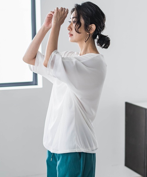 la.f…（ラエフ）の「トリコットシフォンカットソー≪洗濯機で洗える≫（Tシャツ/カットソー・レディース・ホワイト/ライトグレー/ブラック・9号/7号）」の11枚目の写真