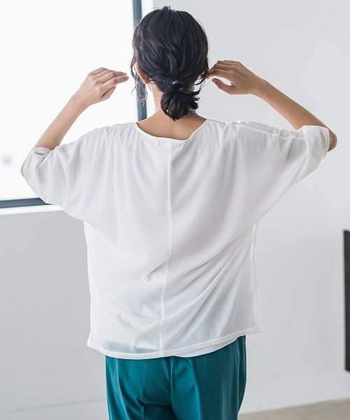 la.f…（ラエフ）の「トリコットシフォンカットソー≪洗濯機で洗える≫（Tシャツ/カットソー・レディース・ホワイト/ライトグレー/ブラック・9号/7号）」の12枚目の写真