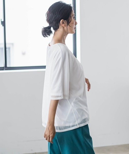 la.f…（ラエフ）の「トリコットシフォンカットソー≪洗濯機で洗える≫（Tシャツ/カットソー・レディース・ホワイト/ライトグレー/ブラック・9号/7号）」の13枚目の写真