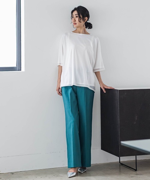 la.f…（ラエフ）の「トリコットシフォンカットソー≪洗濯機で洗える≫（Tシャツ/カットソー・レディース・ホワイト/ライトグレー/ブラック・9号/7号）」の14枚目の写真