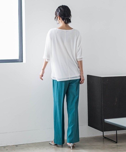 la.f…（ラエフ）の「トリコットシフォンカットソー≪洗濯機で洗える≫（Tシャツ/カットソー・レディース・ホワイト/ライトグレー/ブラック・9号/7号）」の16枚目の写真