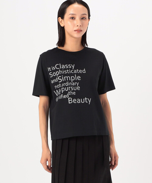 COMME CA（コムサ）の「【ブライトリーセットアップ】スーピマバイオシルスムース Tシャツ（Tシャツ/カットソー・レディース・ブラック/ホワイト・9号）」の2枚目の写真