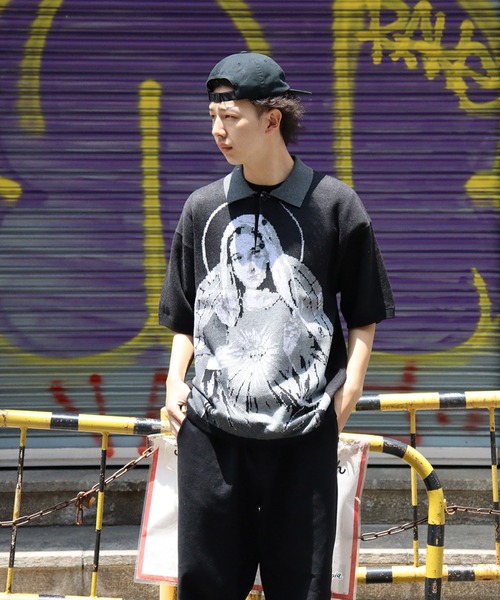 FLIP THE SCRIPT（フリップザスクリプト）の「HEART KNIT SS POLO（ポロシャツ・メンズ・ブラック/ブラウン・M/L/XL）」の3枚目の写真