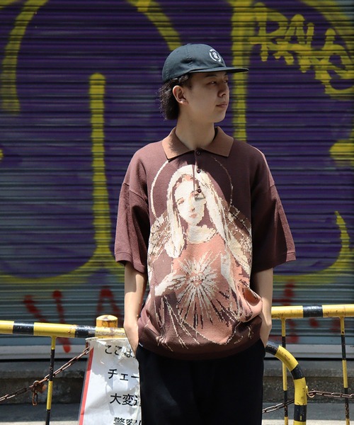 FLIP THE SCRIPT（フリップザスクリプト）の「HEART KNIT SS POLO（ポロシャツ・メンズ・ブラック/ブラウン・M/L/XL）」の4枚目の写真