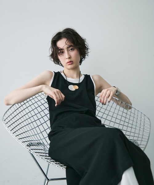 Rene ドットワンピース Rene】美品 ドット柄 ノースリーブ 膝丈ワンピース レース 36