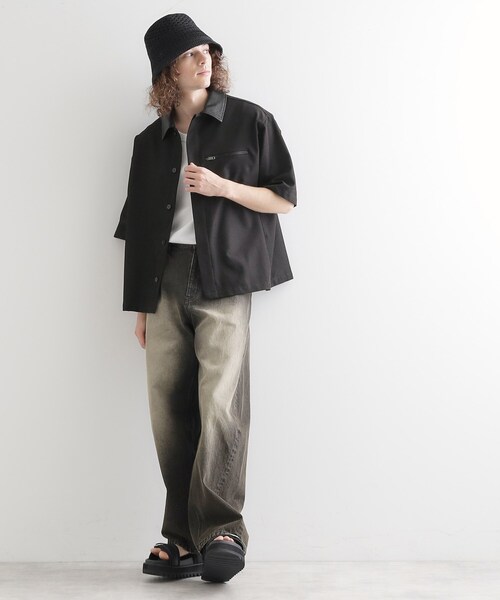 tk.TAKEO KIKUCHI(ティーケータケオキクチ)の「衿配色ワーカーシャツアウター(シャツ/ブラウス・メンズ・ブラック/ベージュ・02/03)」の5枚目の写真