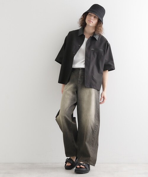 tk.TAKEO KIKUCHI(ティーケータケオキクチ)の「衿配色ワーカーシャツアウター(シャツ/ブラウス・メンズ・ブラック/ベージュ・02/03)」の6枚目の写真