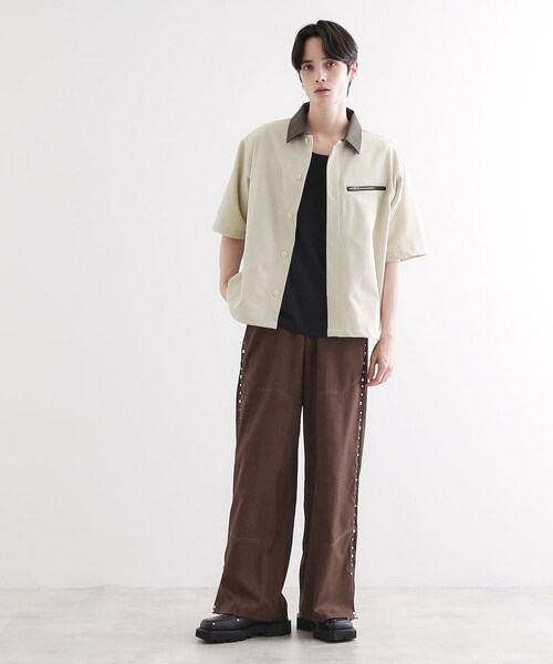 tk.TAKEO KIKUCHI(ティーケータケオキクチ)の「衿配色ワーカーシャツアウター(シャツ/ブラウス・メンズ・ブラック/ベージュ・02/03)」の10枚目の写真