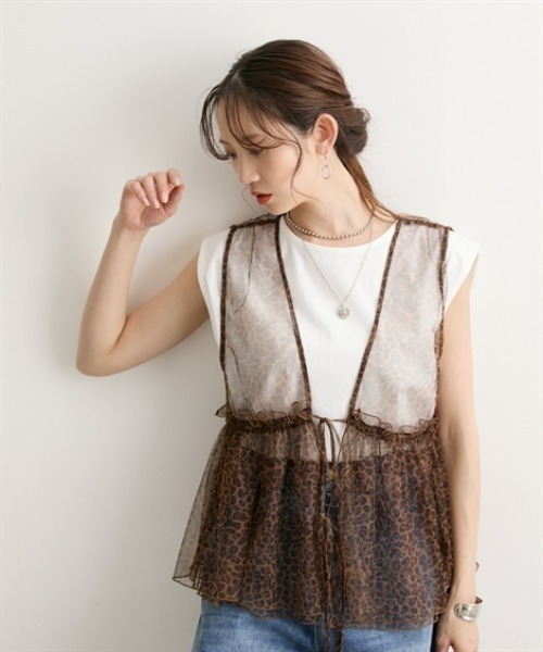 nissen（ニッセン）の「オーガンジーシアーベスト（ベスト・レディース・アイボリー/ブラウン系/カーキ/ブラック・LL/M/L）」の3枚目の写真