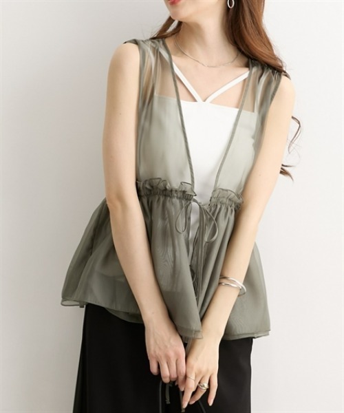 nissen（ニッセン）の「オーガンジーシアーベスト（ベスト・レディース・アイボリー/ブラウン系/カーキ/ブラック・LL/M/L）」の4枚目の写真