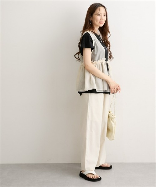 nissen（ニッセン）の「オーガンジーシアーベスト（ベスト・レディース・アイボリー/ブラウン系/カーキ/ブラック・LL/M/L）」の6枚目の写真