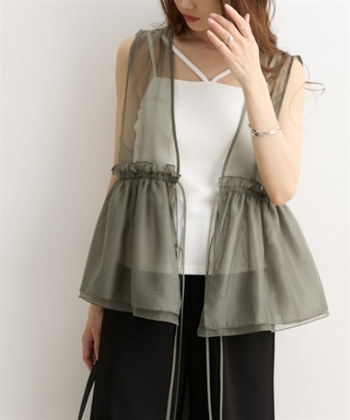 nissen（ニッセン）の「オーガンジーシアーベスト（ベスト・レディース・アイボリー/ブラウン系/カーキ/ブラック・LL/M/L）」の12枚目の写真